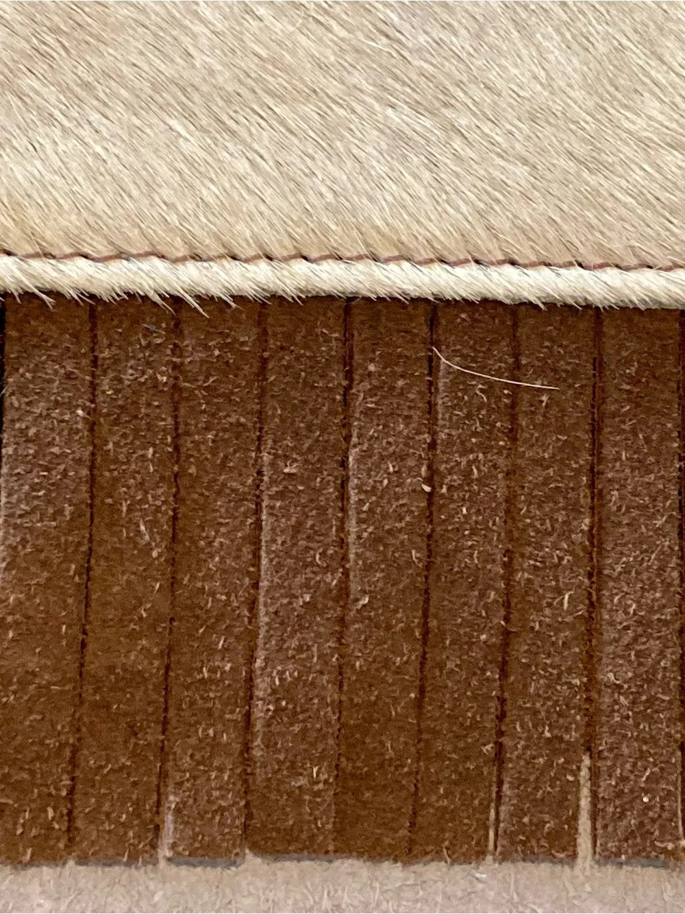 NWT Dekoland plain laced cowhide and suede fringe placemat set